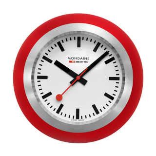 Official Swiss Railways Globe Clock Red - A660.30335.16SBP