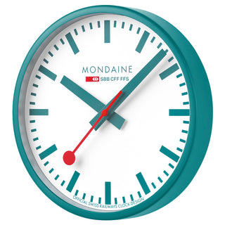 Mondaine Official Swiss Railways Teal Wall Clock 25cm - A990.CLOCK.10SBD