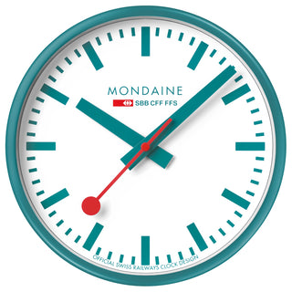 Mondaine Official Swiss Railways Teal Wall Clock 25cm - A990.CLOCK.10SBD