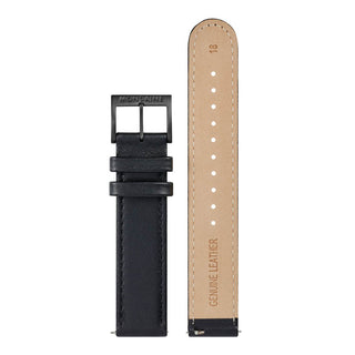 Black Leather Stitch Black 18mm Watch Band