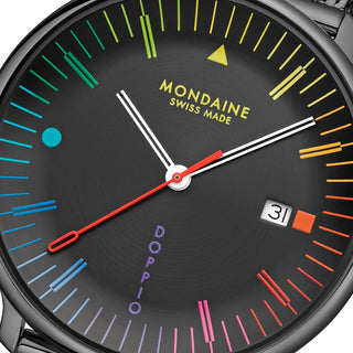 MLE.41221.SM Mondaine Doppio Bauhaus Black Stainless Steel 41mm Watch