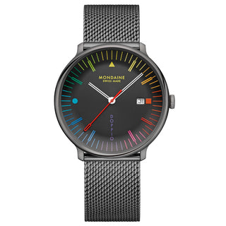 MLE.41221.SM Mondaine Doppio Bauhaus Black Stainless Steel 41mm Watch