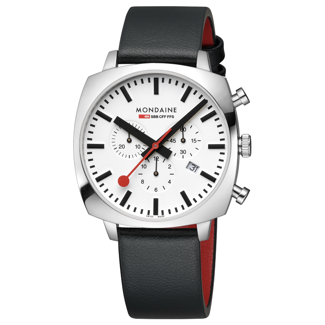 MSL.41410.LBV.SET Mondaine Official Swiss Railways Grand Cushion 41mm Vegan Grape Leather Watch Set