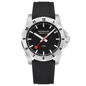 MSN.42120.RB Mondaine Numeri Black Silicone 42mm Watch