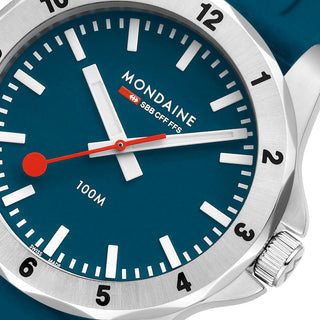 MSN.42140.RD Mondaine Numeri Blue Silicone 42mm Watch