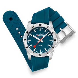 MSN.42140.RD Mondaine Numeri Blue Silicone 42mm Watch