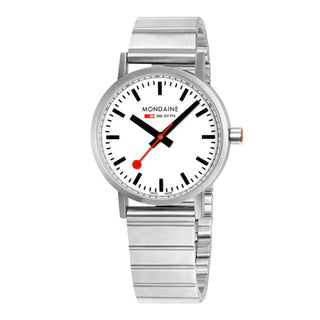 Mondaine Official Classic 36mm Silver Stainless Steel watch front