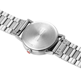 Mondaine Official Classic 40mm Silver Stainless Steel watch back
